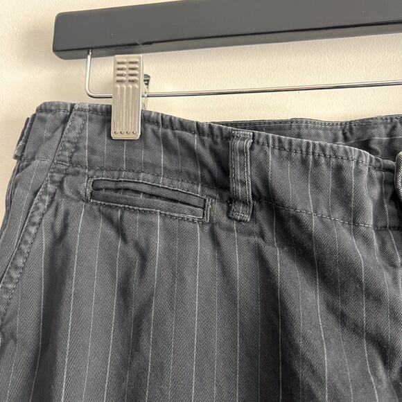 Nili Lotan Womens Sz 8 Cotton Dark Gray Pinstripe Wide Leg Pant with Buckles - Picture 6 of 11